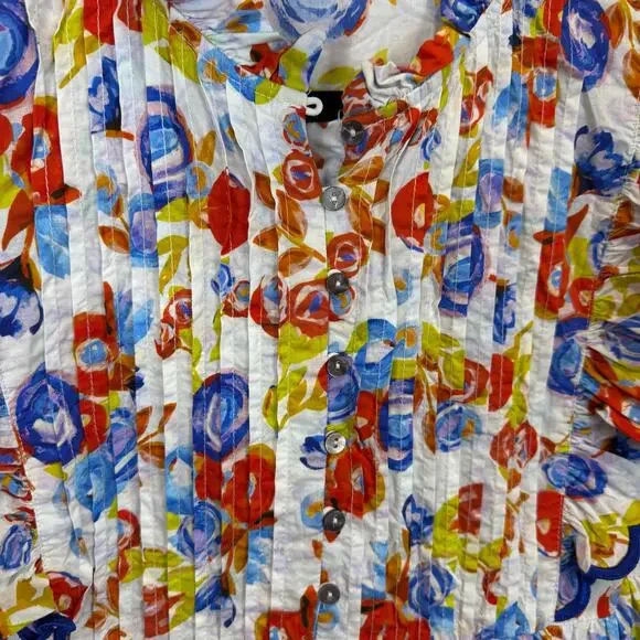 Entro Women's White Blue Floral Sleeveless Tiered Midi Dress Size Medium - Picture 3 of 11